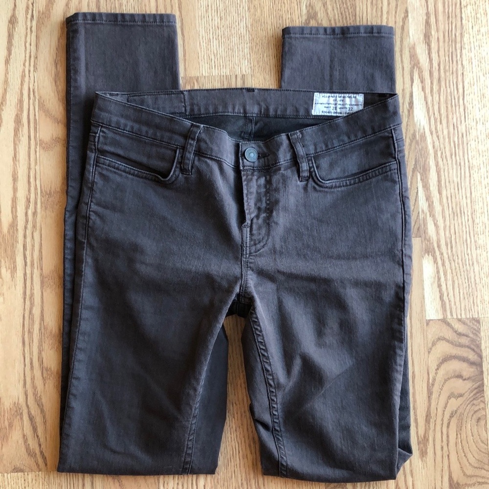All Saints womens mid rise charcoal skinny jeans ankle length size 28